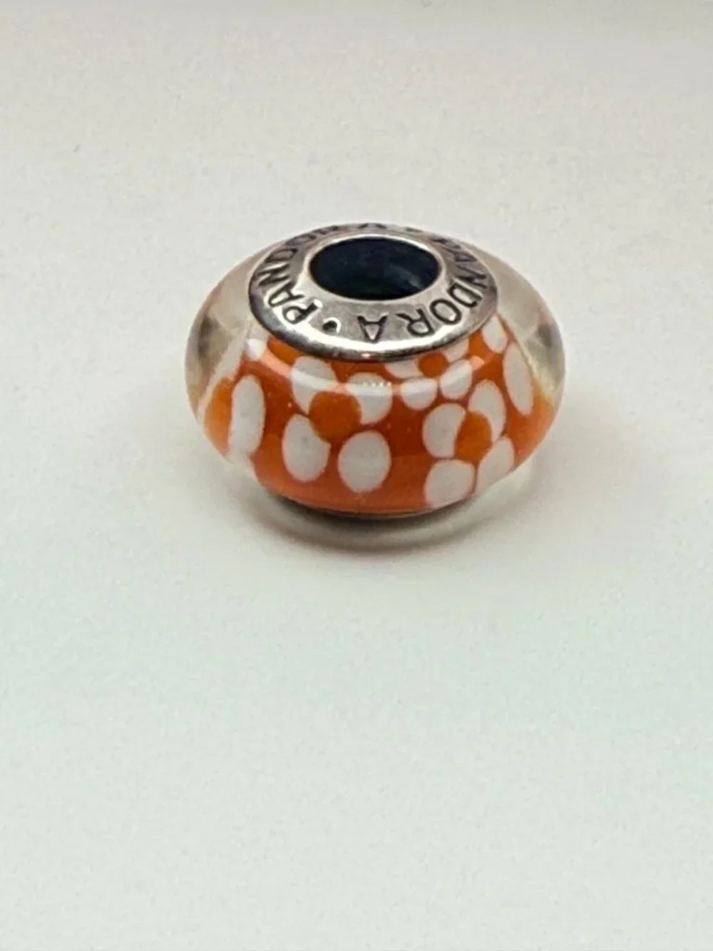 Pandora Retired XL Orange Blossoms Murano Glass Charm 790751
